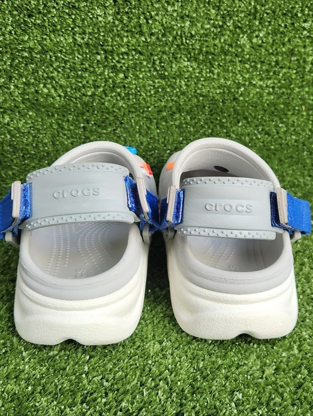 Crocs Kids' Boys Duet Max II Gray Clogs Size 2 Slip-on Comfort Sandals -Jibbitzs